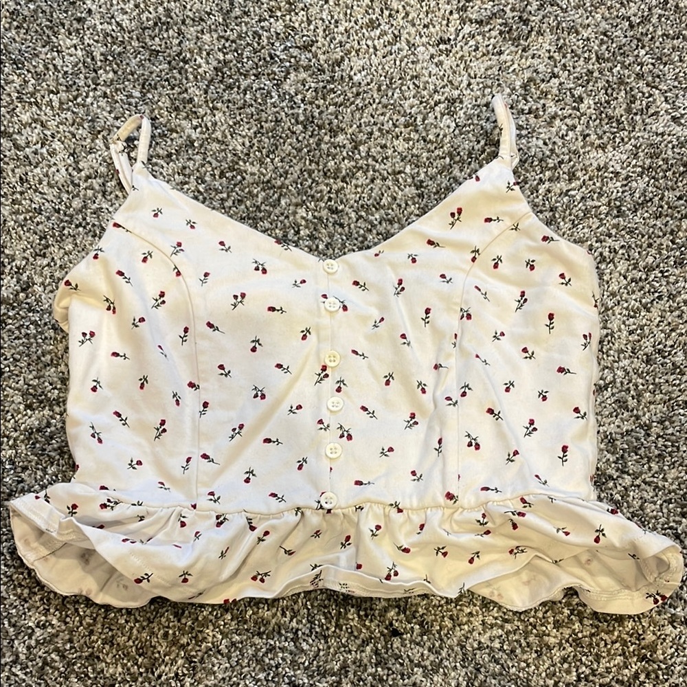 Forever 21 Cream Ruffled Crop Camisole